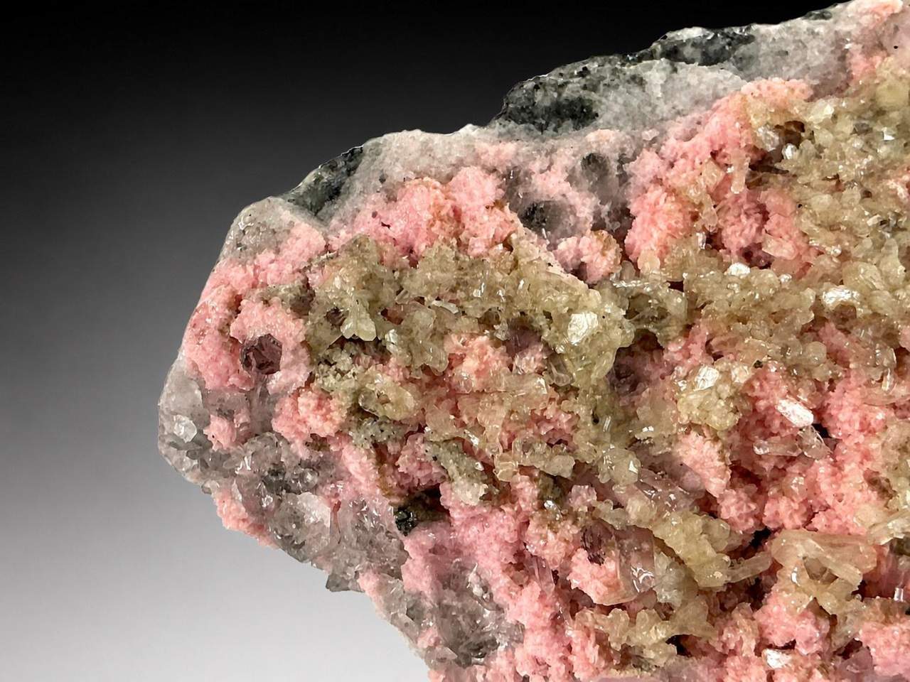 Starnitsa Rhodochrosite with Stilbite and Quartz, view 5 of 5
