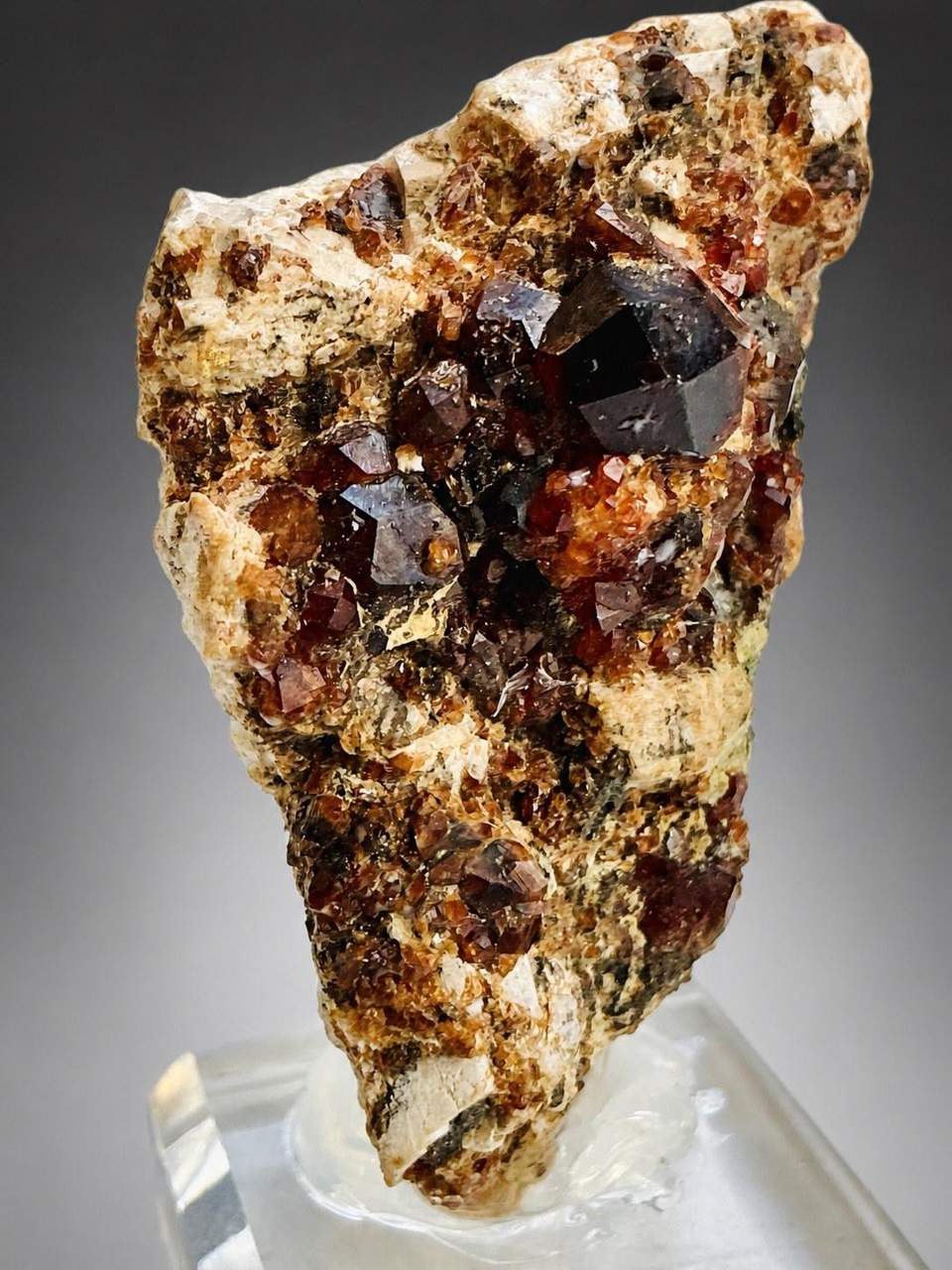 4 of 6: Spessartine Garnet on Feldspar miniature from Tongbei