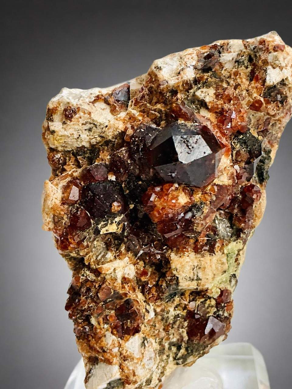 6 of 6: Spessartine Garnet on Feldspar miniature from Tongbei