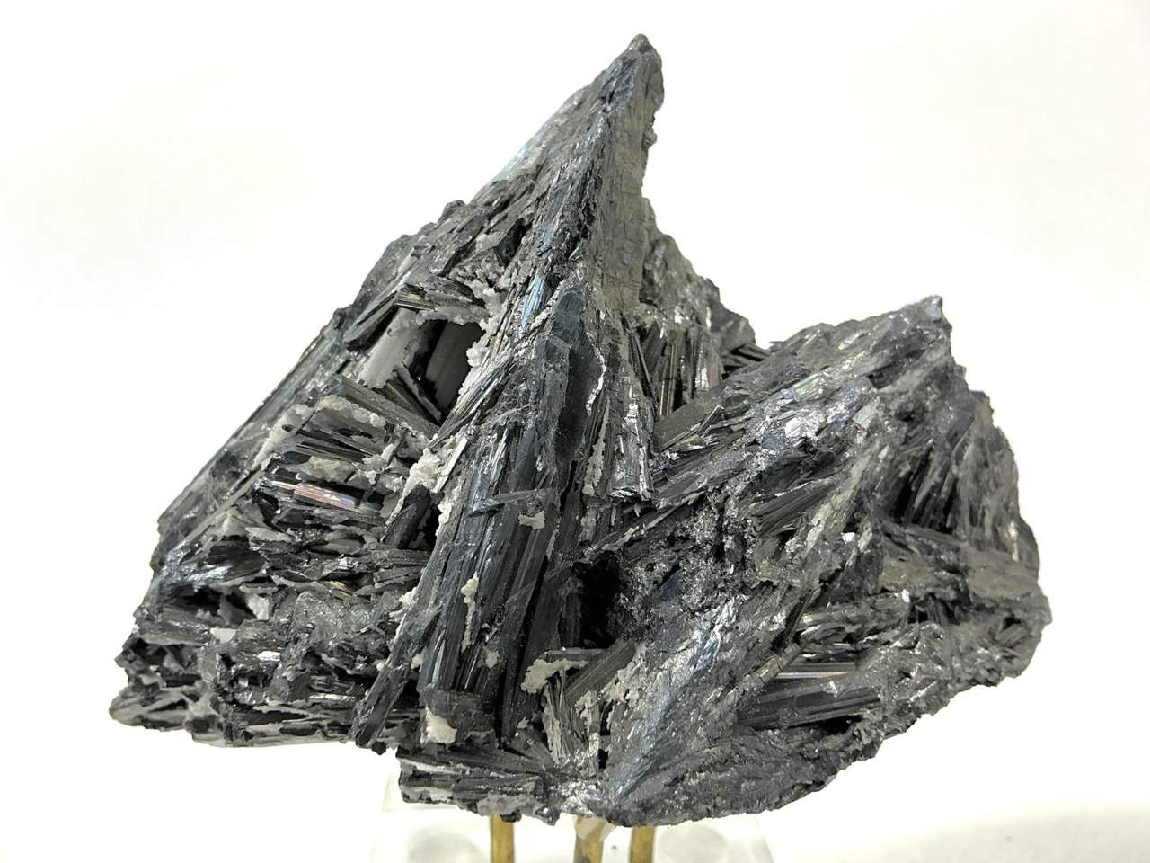 Stibnite blades with Dolomite, 337 g Qinglong specimen, metallic display face