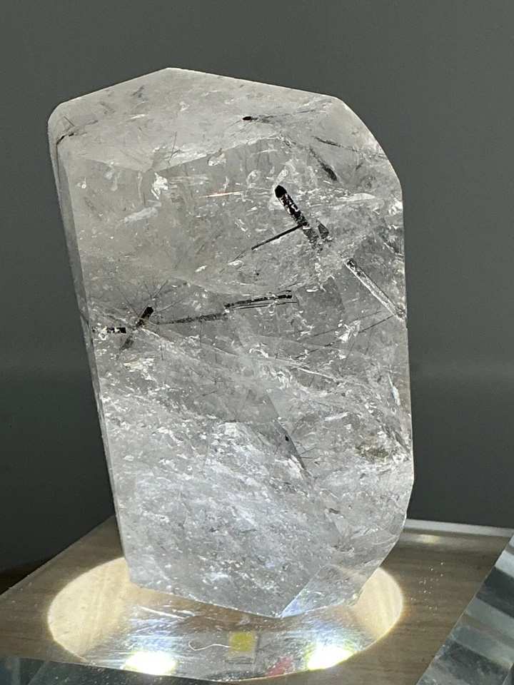 Polished Quartz with Dark Needle Inclusions — Brazil — 55 g — view 2