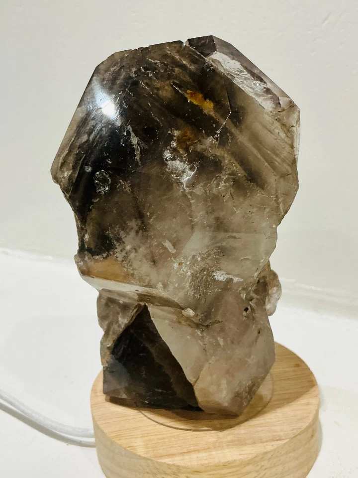 Polished Smoky Quartz with Mineral Inclusions — Brazil — 666 g — view 2