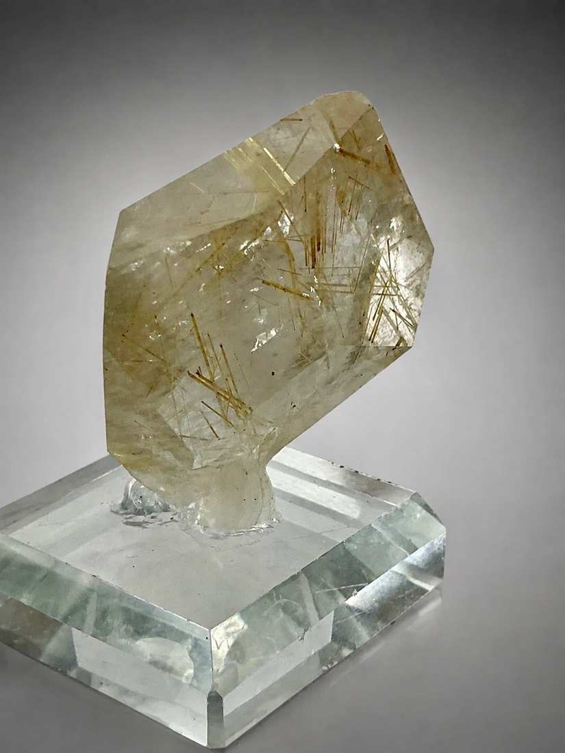 Polished Rutilated Quartz on Display Base — Minas Gerais, Brazil — 35 mm